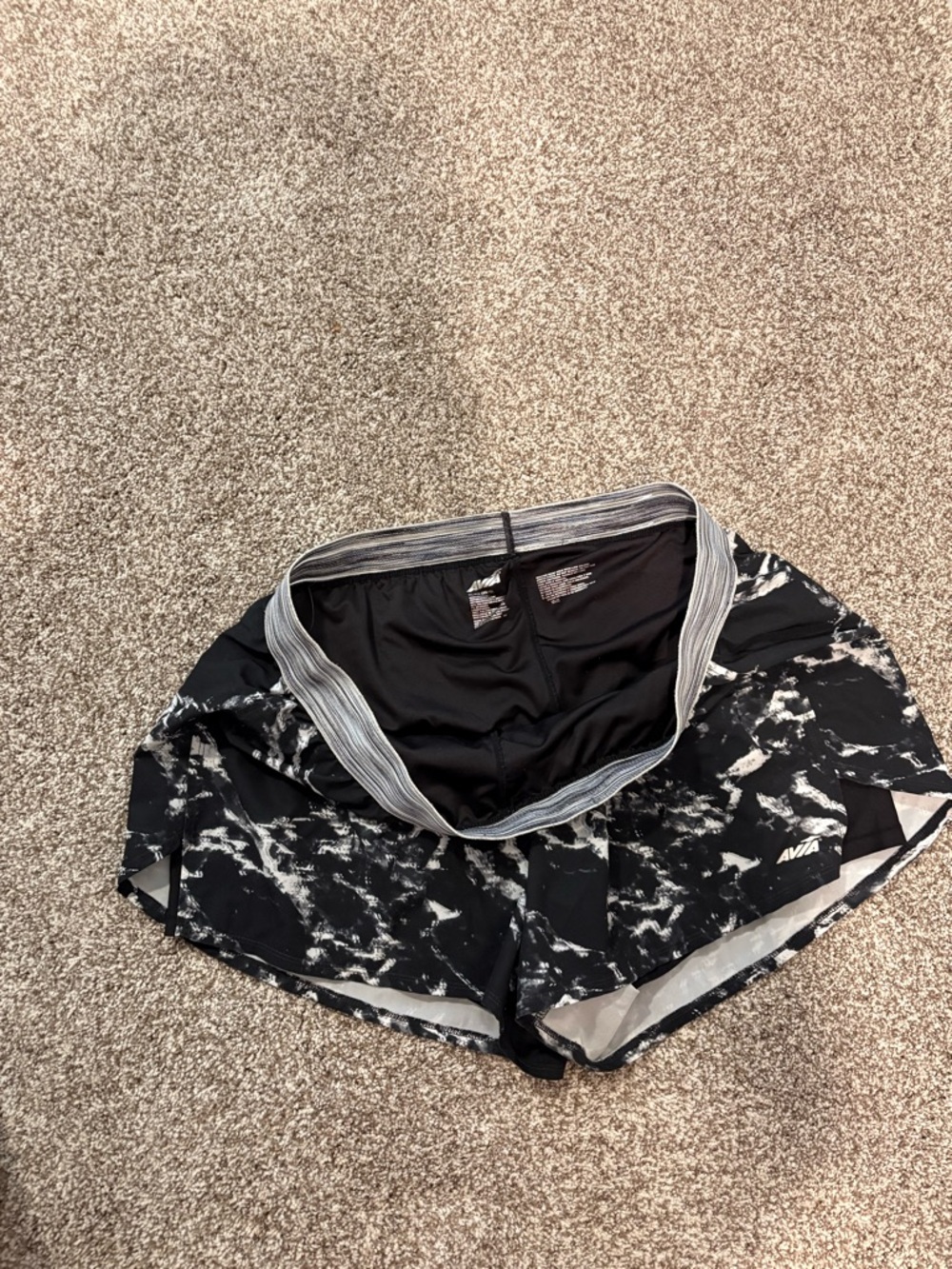 Avia Black and White Marble Athletic Shorts - Picture 4 of 6